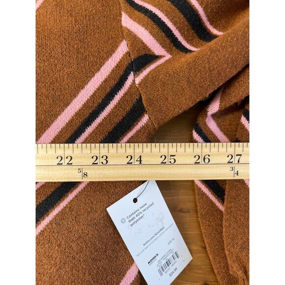 Nine West Womens Chevron Half Zip Sweater Brown Pink XL Striped Knit Pullover - Picture 6 of 9